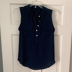2/$20 Navy Blue Sleeveless top with pockets - Size Medium